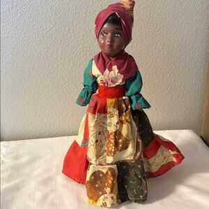 Vintage African American Doll, Jamaican/Curacao/Caribbean tropical folk art.